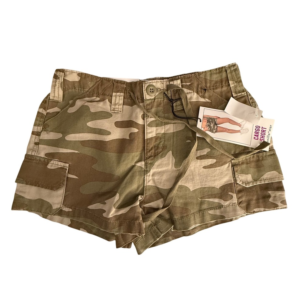Vanilla Star Womens XS Cargo Shorts Green Camo Utility Cotton Gorpcore Y2K NWT